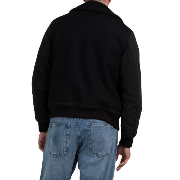 ARMANI EXCHANGE Black Wool Blend Sherpa Lined Bomber Jacket - Picture 2 of 2